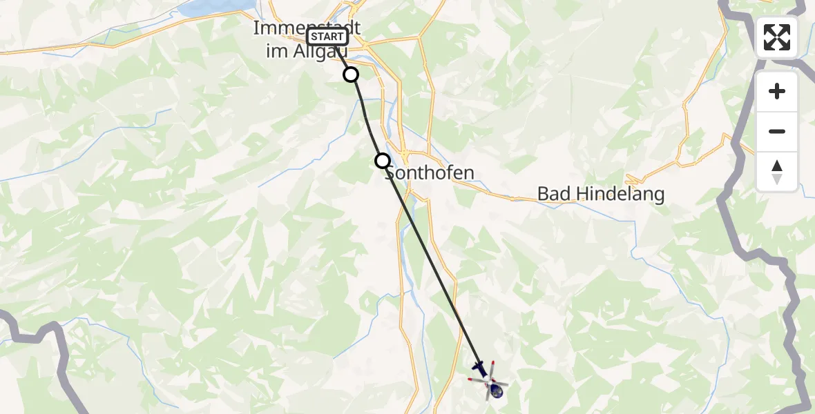 Flugroute Polizeihubschrauber Immenstadt i.Allgäu - Oberstdorf, 06 Juli 2026, 18:12