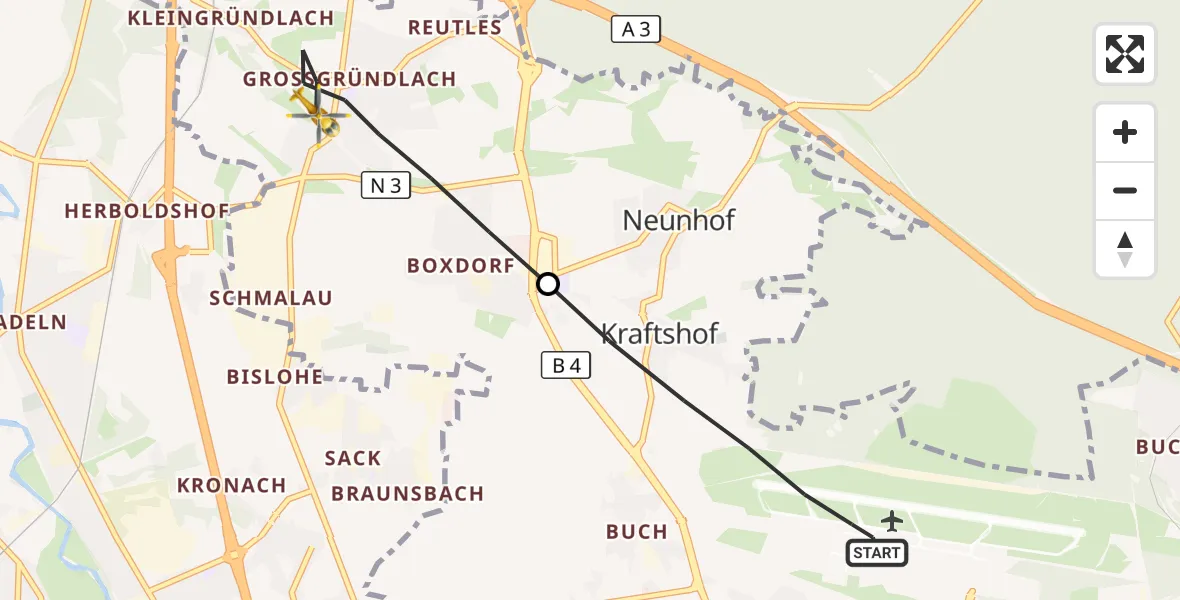 Flugroute Ambulanzhubschrauber Flughafen Nuremberg - Nürnberg, 06 Juli 2026, 18:40