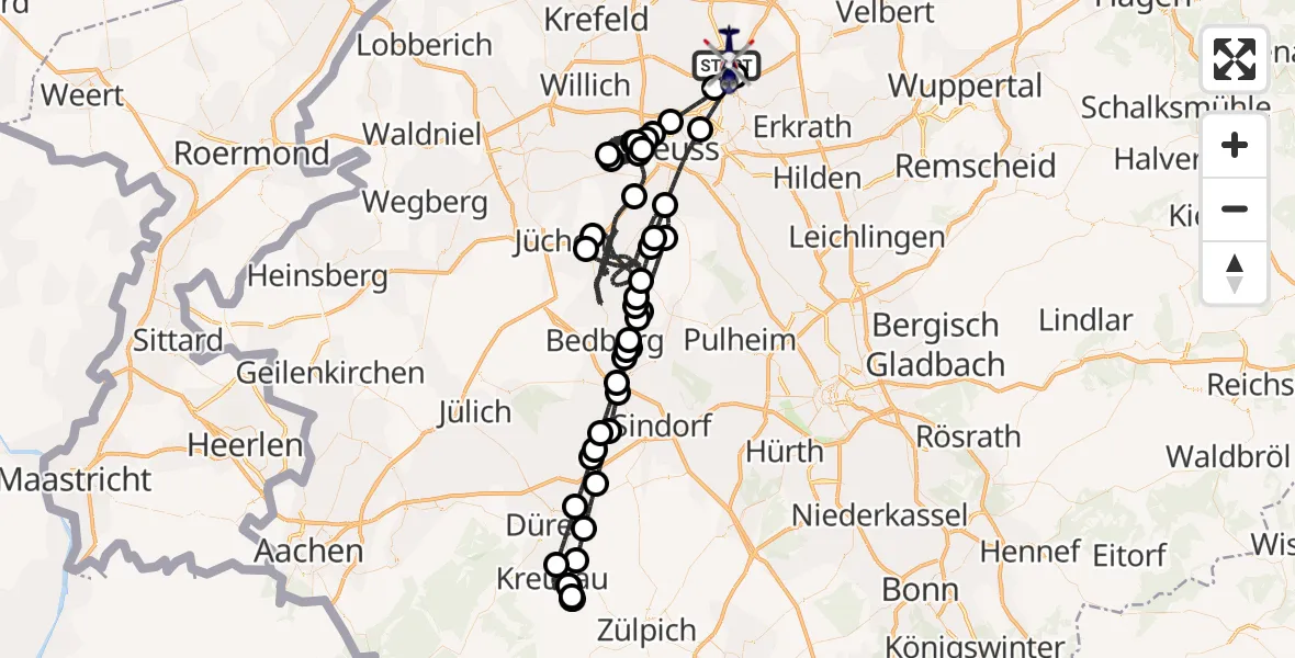 Flugroute Polizeihubschrauber Düsseldorf Flughafen - Düsseldorf Flughafen, 06 Juli 2026, 19:56