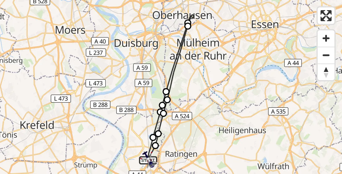 Flugroute Polizeihubschrauber Düsseldorf Flughafen - Düsseldorf Flughafen, 07 Juli 2026, 02:22