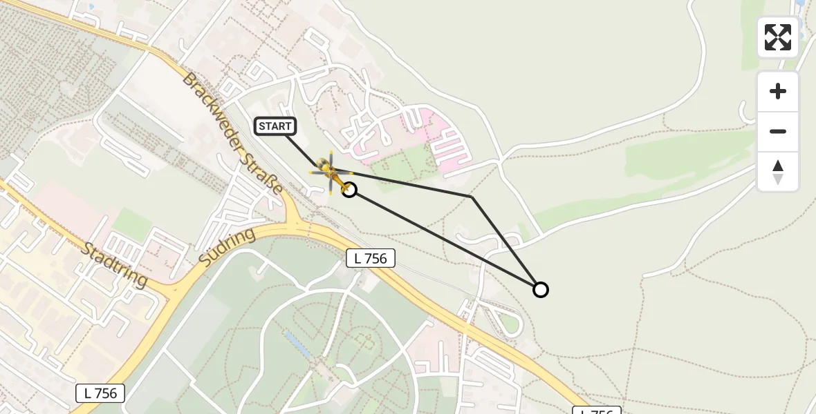 Flugroute Rettungshubschrauber Luftrettungszentrum Bielefeld - Luftrettungszentrum Bielefeld, 07 Juli 2026, 05:38