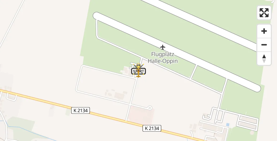 Flugroute Rettungshubschrauber Halle-Oppin Flugplatz - Halle-Oppin Flugplatz, 07 Juli 2026, 08:32