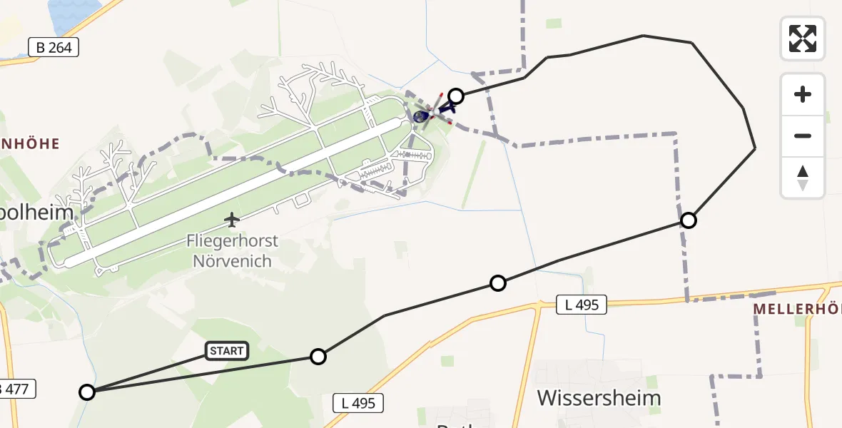 Flugroute Polizeihubschrauber Militärflugplatz Nörvenich - Kerpen, 07 Juli 2026, 08:34