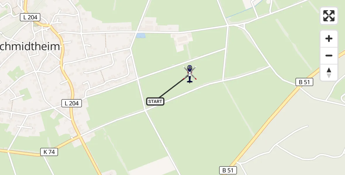 Flugroute Polizeihubschrauber Dahlem - Dahlem, 07 Juli 2026, 08:45