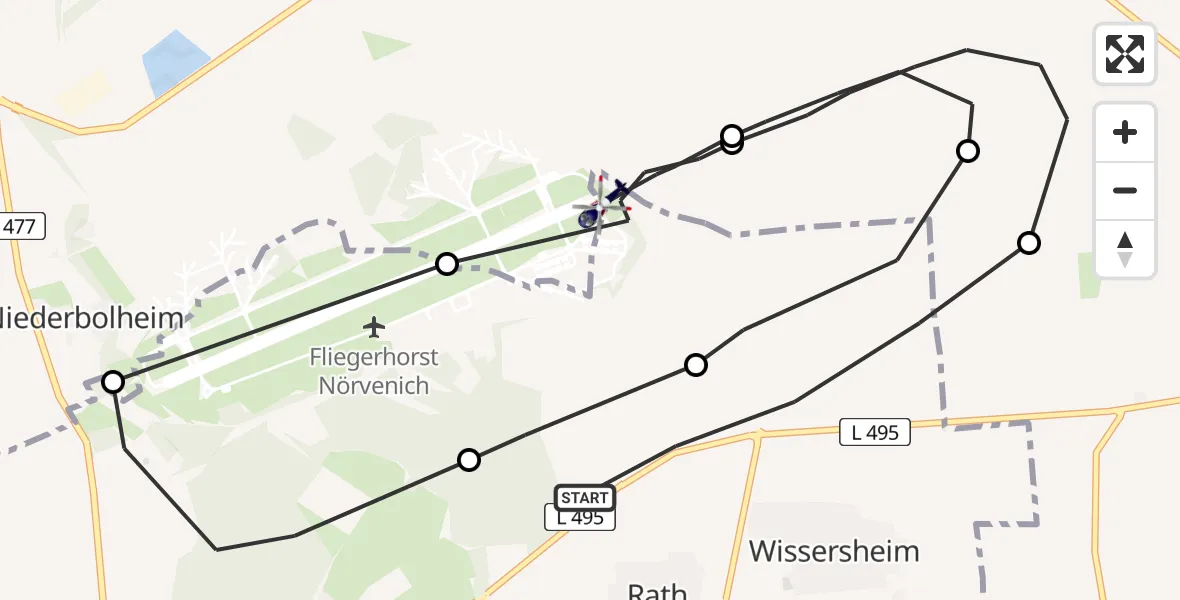 Flugroute Polizeihubschrauber Nörvenich - Kerpen, 07 Juli 2026, 08:52