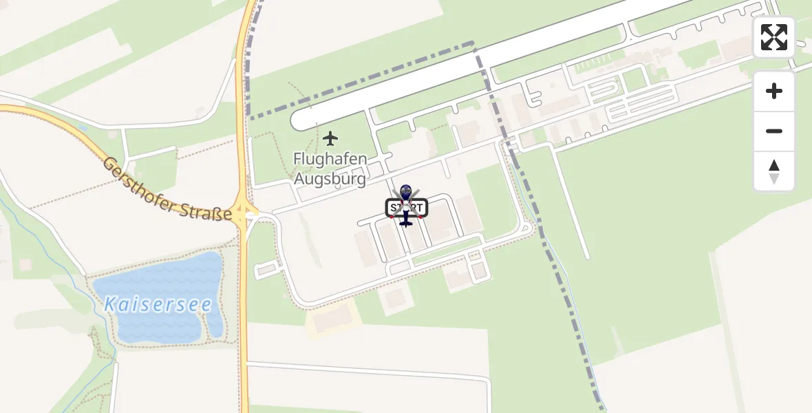 Flugroute Polizeihubschrauber Augsburg Flughafen - Augsburg Flughafen, 07 Juli 2026, 09:14