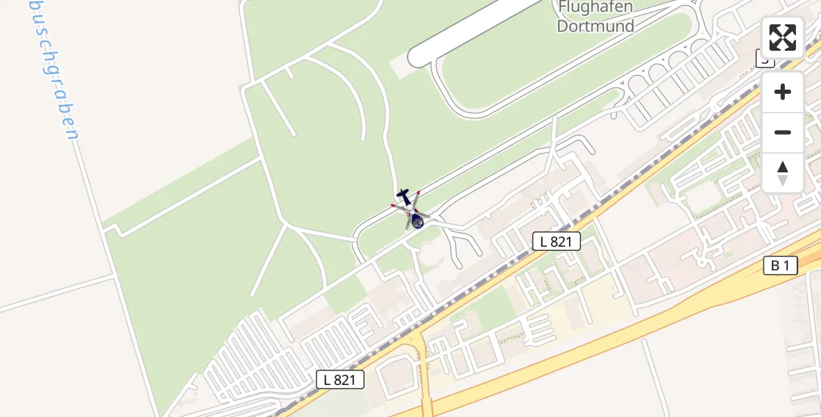 Flugroute Polizeihubschrauber Dortmund Flughafen - Dortmund Flughafen, 07 Juli 2026, 09:31