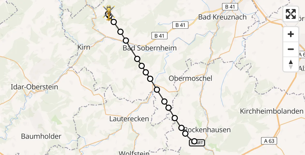 Flugroute Rettungshubschrauber Imsweiler UL - Weitersborn, 07 Juli 2026, 09:37