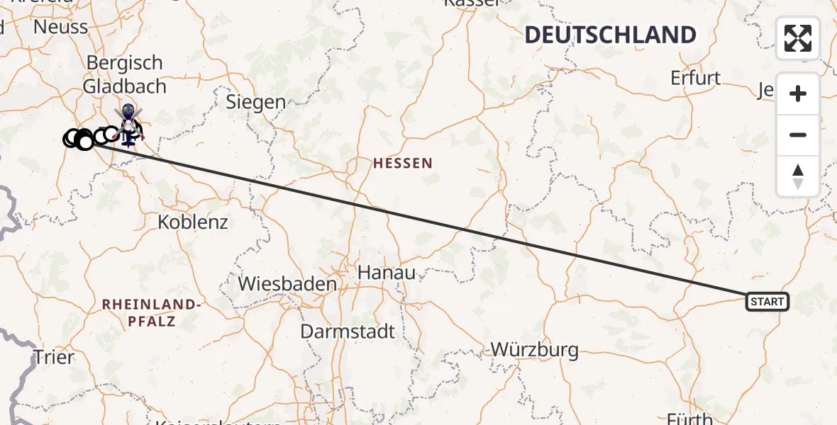 Flugroute Polizeihubschrauber Neudrossenfeld - Bonn-Hangelar Flugplatz, 07 Juli 2026, 09:42