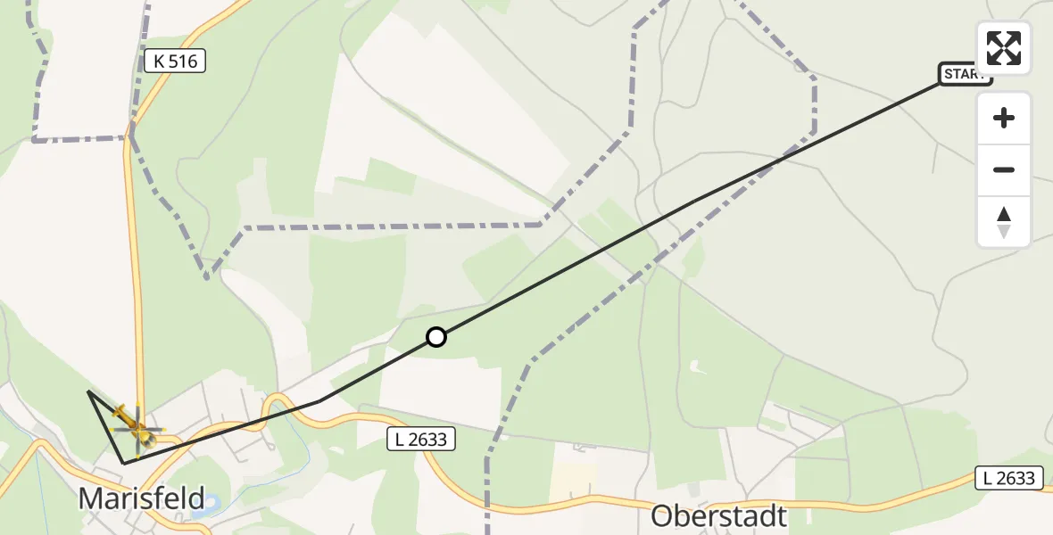 Flugroute Rettungshubschrauber Oberstadt - Marisfeld, 07 Juli 2026, 10:31