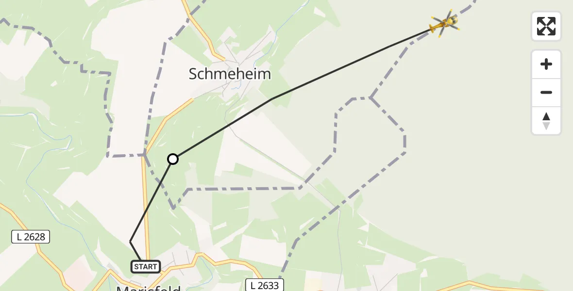 Flugroute Rettungshubschrauber Marisfeld - Oberstadt, 07 Juli 2026, 10:59