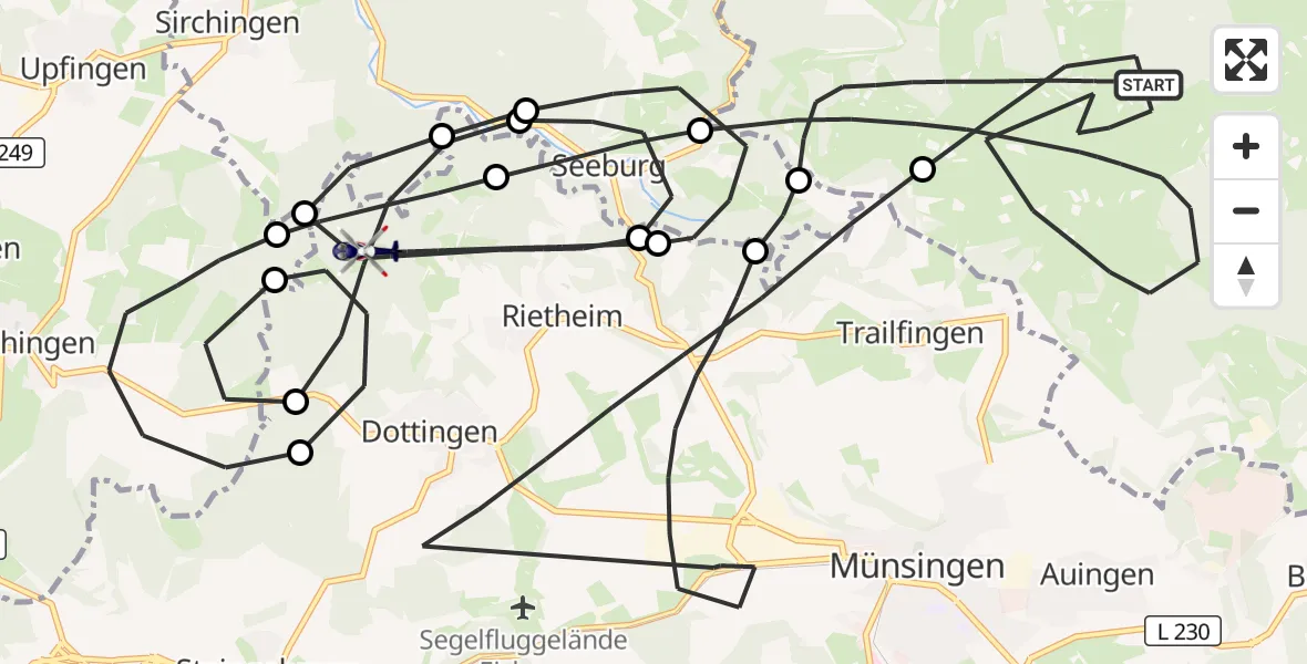 Flugroute Polizeihubschrauber Gutsbezirk Münsingen - Münsingen, 07 Juli 2026, 11:38