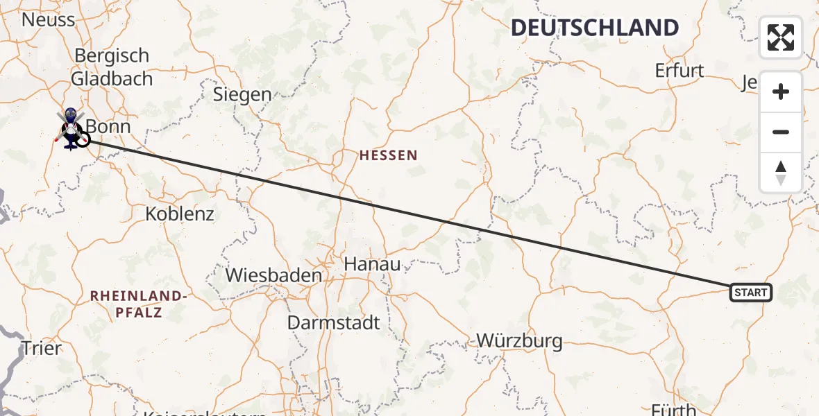 Flugroute Polizeihubschrauber Neudrossenfeld - Weilerswist UL, 07 Juli 2026, 11:56