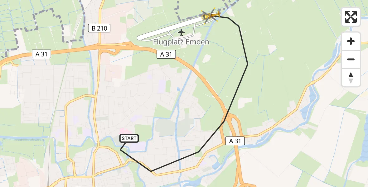 Flugroute Ambulanzhubschrauber Emden - Emden, 07 Juli 2026, 12:17