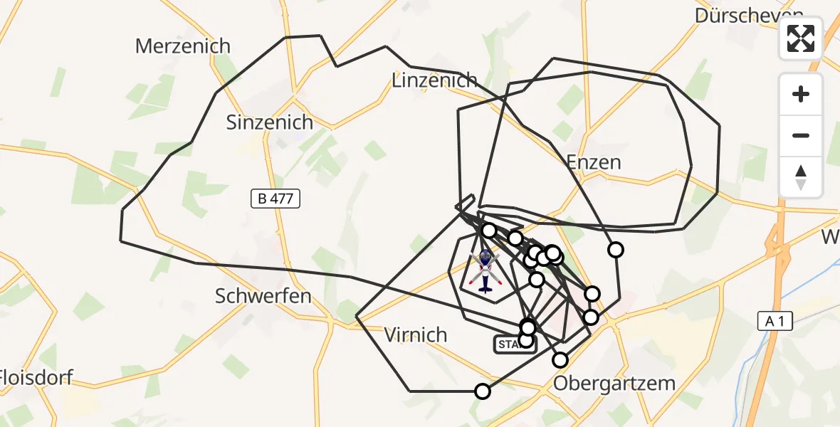 Flugroute Polizeihubschrauber Mechernich - Zülpich, 07 Juli 2026, 12:40