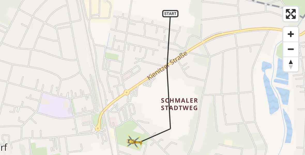 Flugroute Rettungshubschrauber Rangsdorf - Rangsdorf, 07 Juli 2026, 14:28