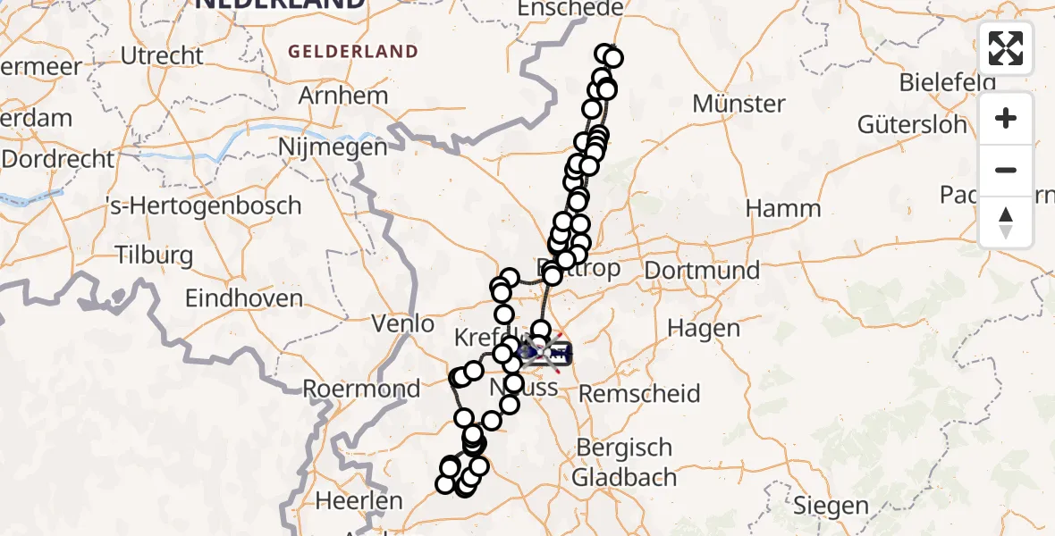 Flugroute Polizeihubschrauber Düsseldorf Flughafen - Düsseldorf Flughafen, 07 Juli 2026, 15:32