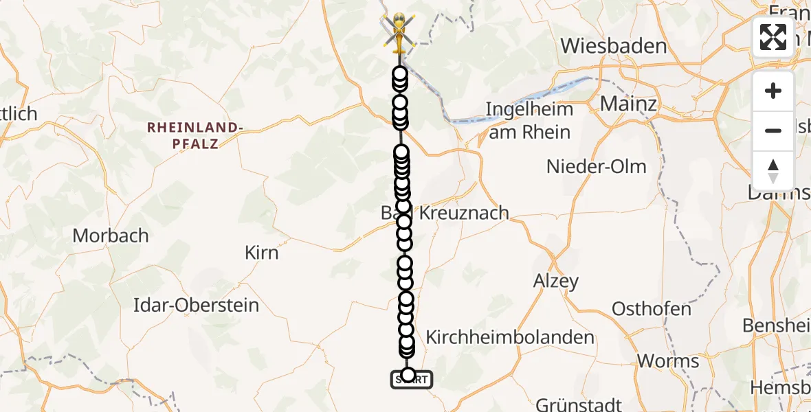 Flugroute Rettungshubschrauber Imsweiler UL - Dörscheid, 07 Juli 2026, 19:16