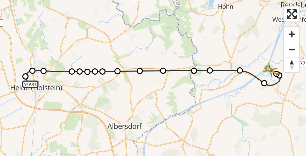 Flugroute Ambulanzhubschrauber Heide - Hörsten, 07 Juli 2026, 20:42