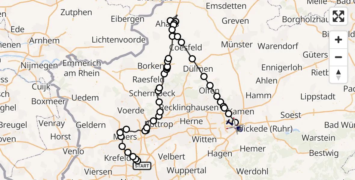 Flugroute Polizeihubschrauber Düsseldorf Flughafen - Dortmund Flughafen, 07 Juli 2026, 21:20