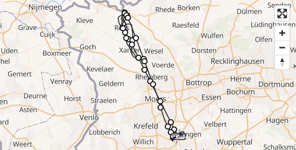 Flugroute Polizeihubschrauber Düsseldorf Flughafen - Düsseldorf Flughafen, 08 Juli 2026, 01:32