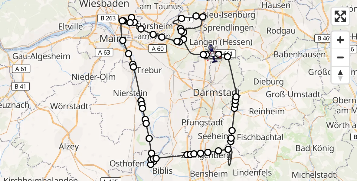 Flugroute Polizeihubschrauber Flughafen Frankfurt-Egelsbach - Flughafen Frankfurt-Egelsbach, 08 Juli 2026, 04:59