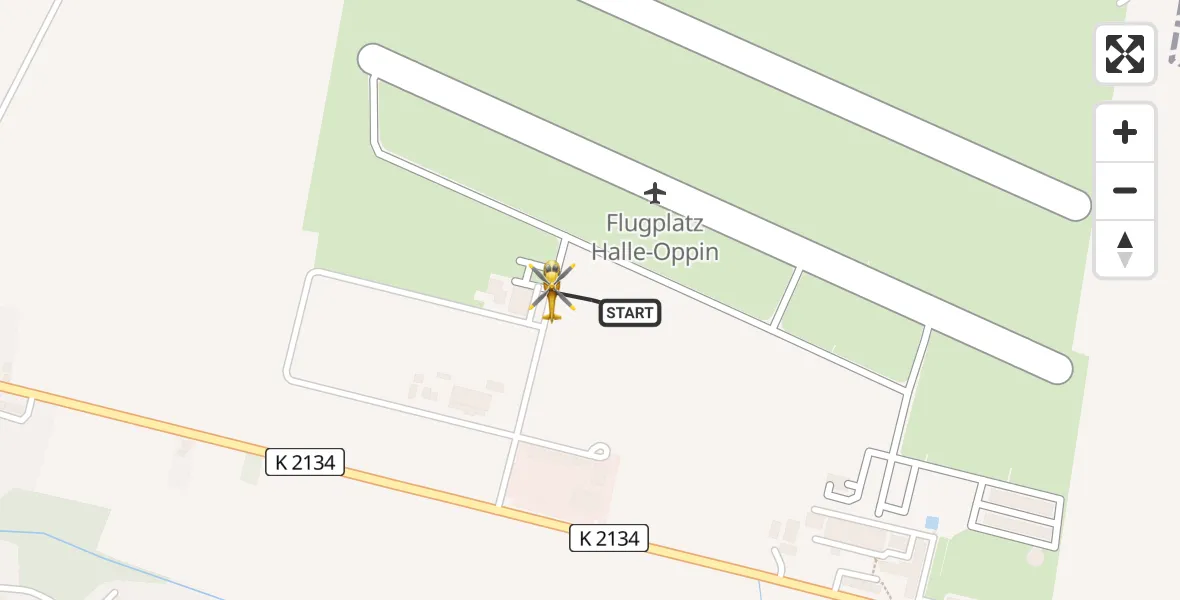 Flugroute Rettungshubschrauber Halle-Oppin Flugplatz - Halle-Oppin Flugplatz, 08 Juli 2026, 07:04