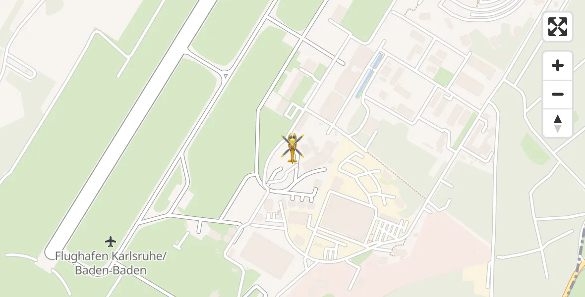 Flugroute Ambulanzhubschrauber Karlsruhe Baden-Baden Flughafen - Karlsruhe Baden-Baden Flughafen, 08 Juli 2026, 07:24
