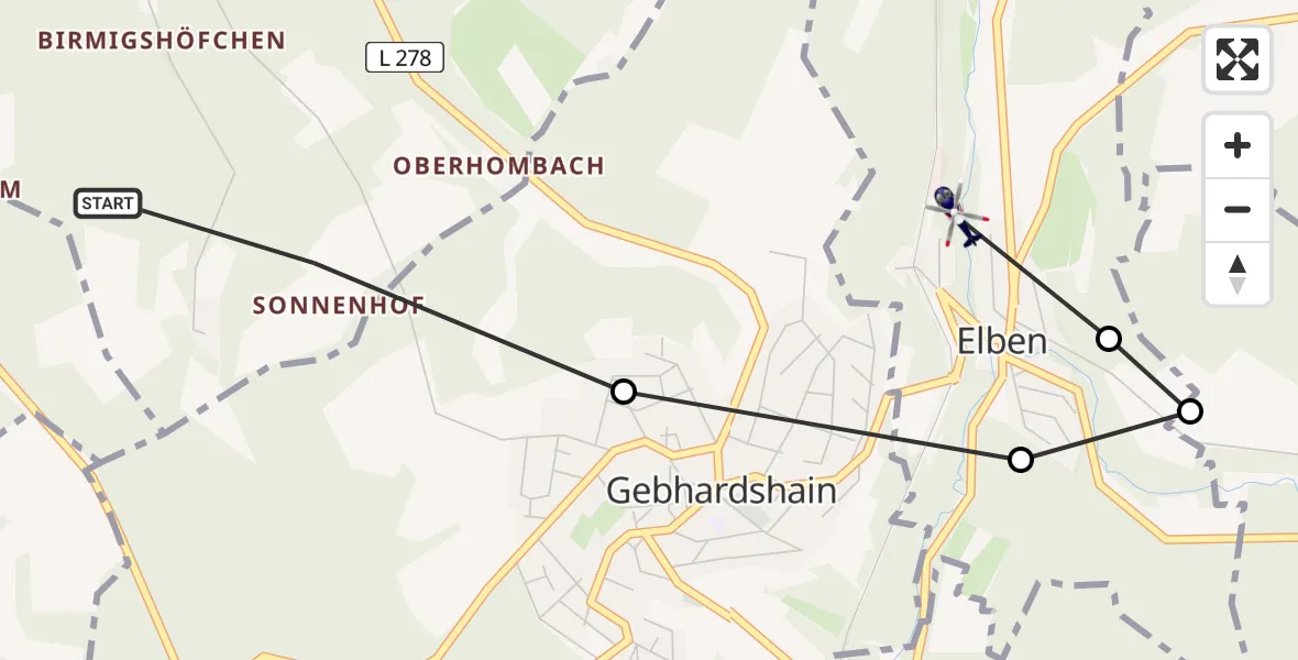 Flugroute Polizeihubschrauber Wissen - Elben, 08 Juli 2026, 08:05