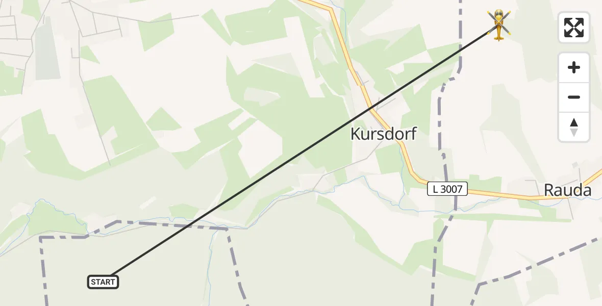 Flugroute Rettungshubschrauber Tautenhain - Rauda, 08 Juli 2026, 08:27