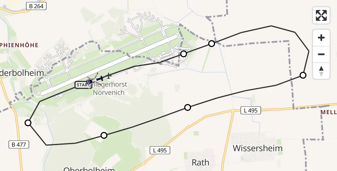 Flugroute Polizeihubschrauber Militärflugplatz Nörvenich - Militärflugplatz Nörvenich, 08 Juli 2026, 09:44