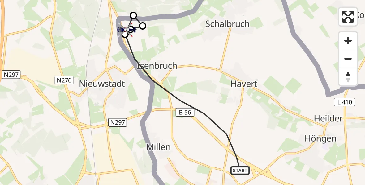 Flugroute Polizeihubschrauber Selfkant - Isenbruch, 08 Juli 2026, 09:46