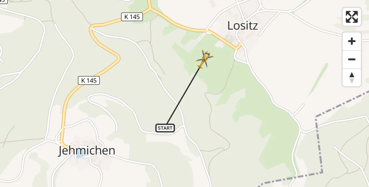 Flugroute Rettungshubschrauber Saalfeld/Saale - Saalfeld/Saale, 08 Juli 2026, 10:47