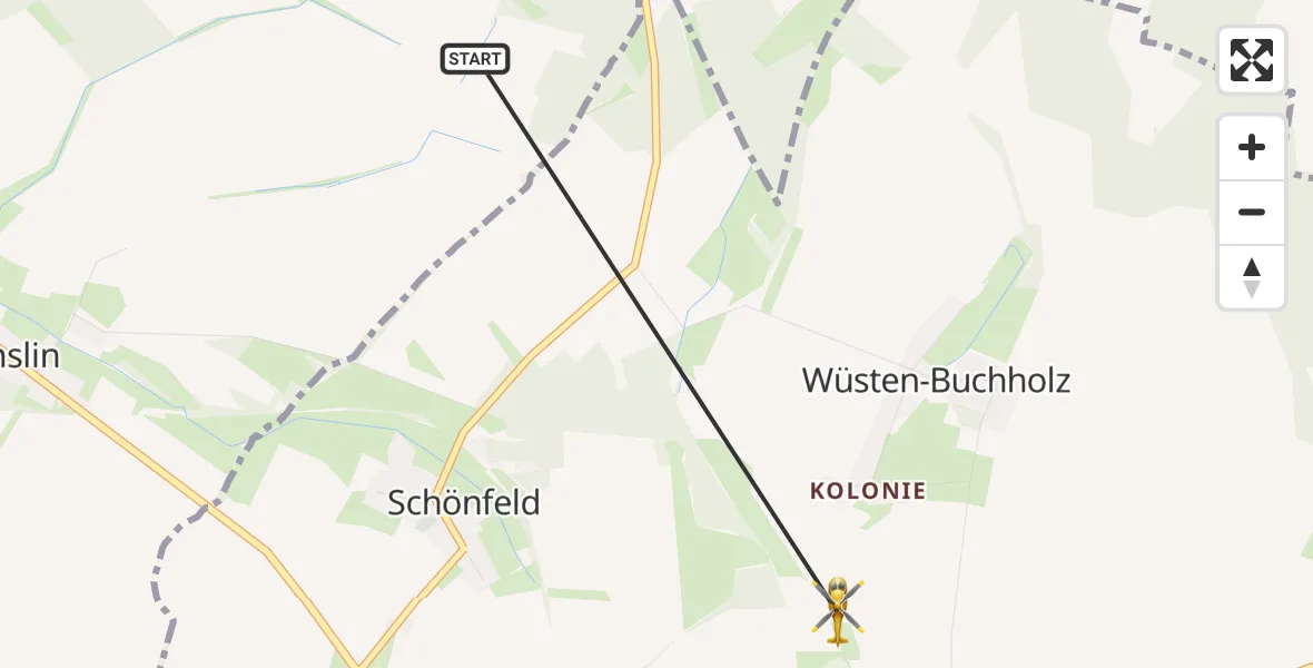 Flugroute Rettungshubschrauber Karstädt - Perleberg, 08 Juli 2026, 11:19