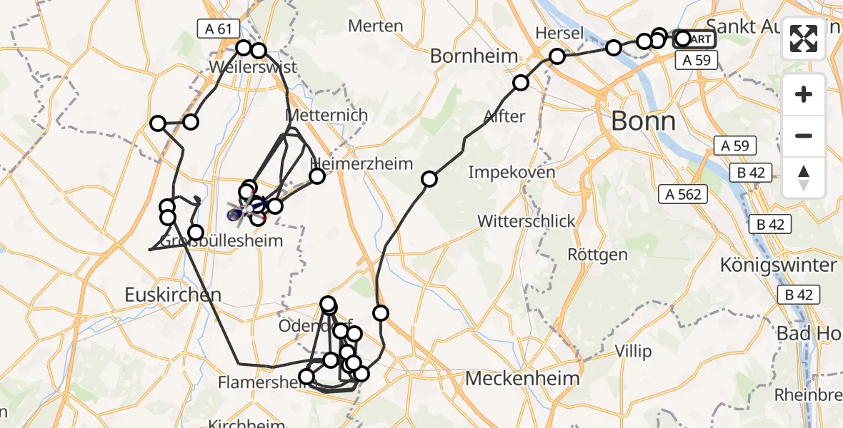 Flugroute Polizeihubschrauber Sankt Augustin - Euskirchen, 08 Juli 2026, 11:31