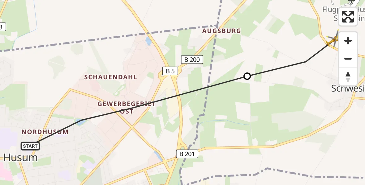 Flugroute Rettungshubschrauber Husum - Schwesing, 08 Juli 2026, 11:47