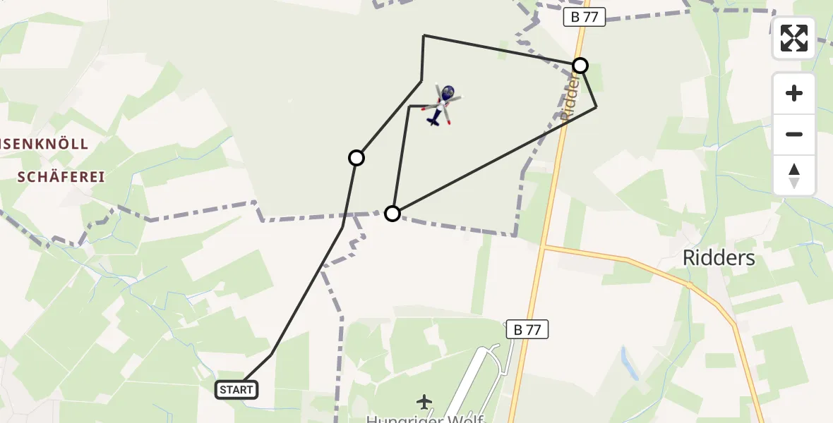 Flugroute Polizeihubschrauber Hohenaspe - Drage, 08 Juli 2026, 12:19