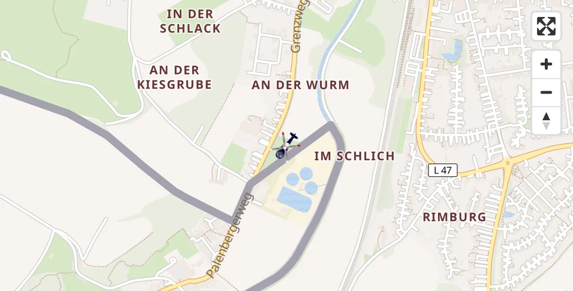 Flugroute Polizeihubschrauber Übach-Palenberg - Übach-Palenberg, 08 Juli 2026, 12:54