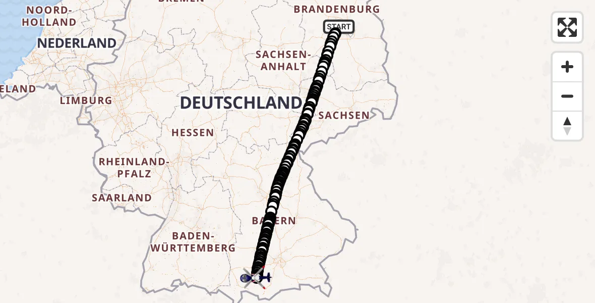Flugroute Polizeihubschrauber Berlin - Schongau, 08 Juli 2026, 13:27