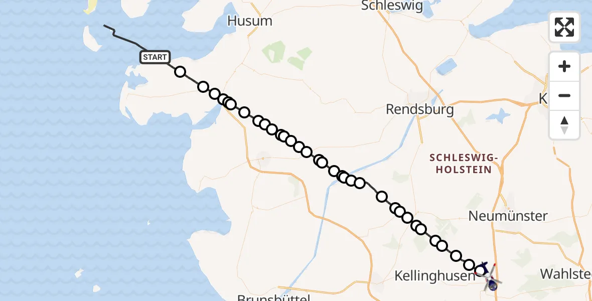 Flugroute Polizeihubschrauber Osterhever - Wiemersdorf, 08 Juli 2026, 13:59