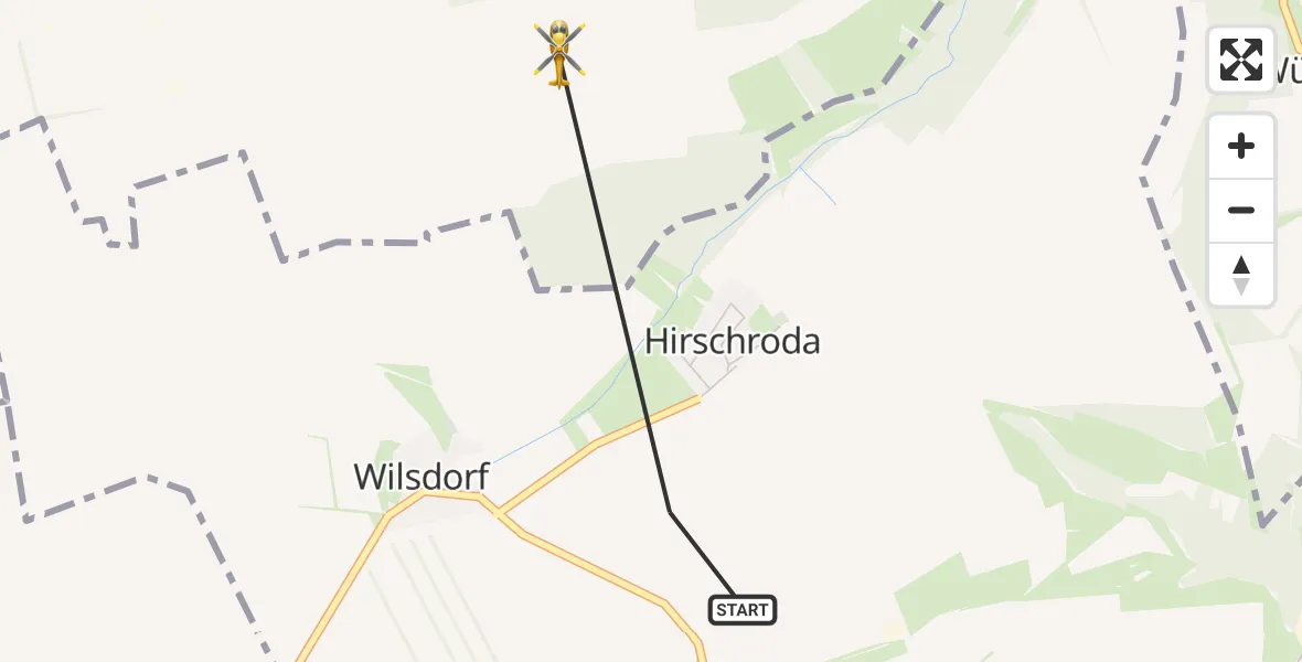 Flugroute Rettungshubschrauber Dornburg-Camburg - Bad Sulza, 08 Juli 2026, 14:25