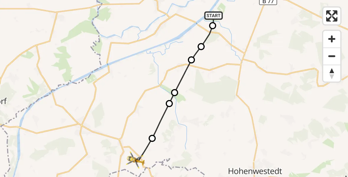 Flugroute Ambulanzhubschrauber Hörsten - Seefeld, 08 Juli 2026, 15:24