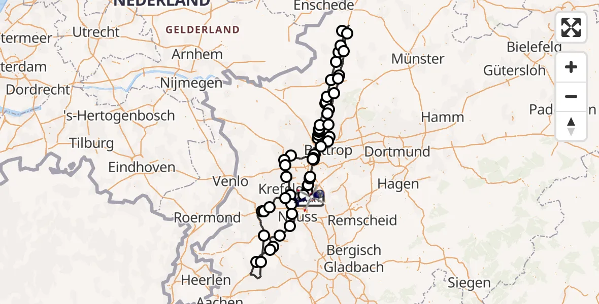Flugroute Polizeihubschrauber Düsseldorf Flughafen - Düsseldorf Flughafen, 08 Juli 2026, 16:16