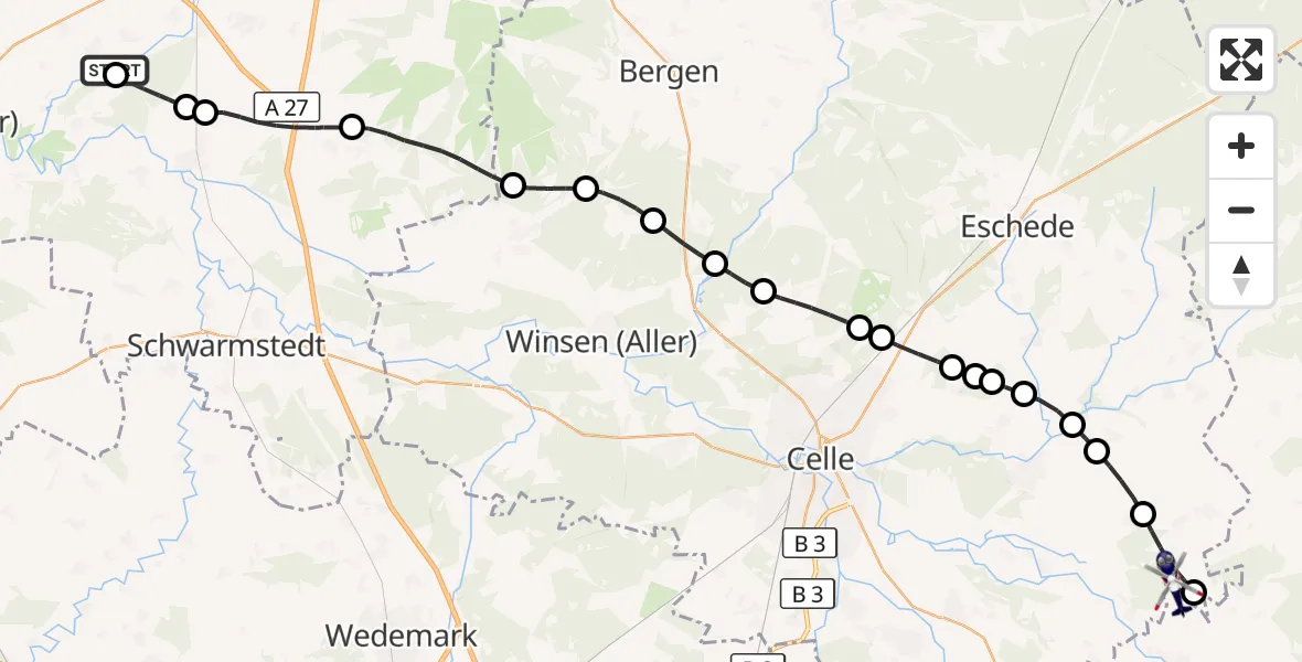 Flugroute Polizeihubschrauber Walsrode - Langlingen, 08 Juli 2026, 16:18