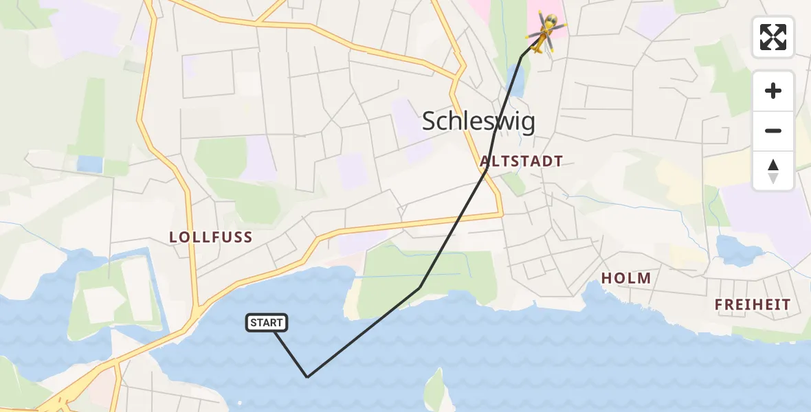 Flugroute Rettungshubschrauber Schleswig - Schleswig, 08 Juli 2026, 16:21