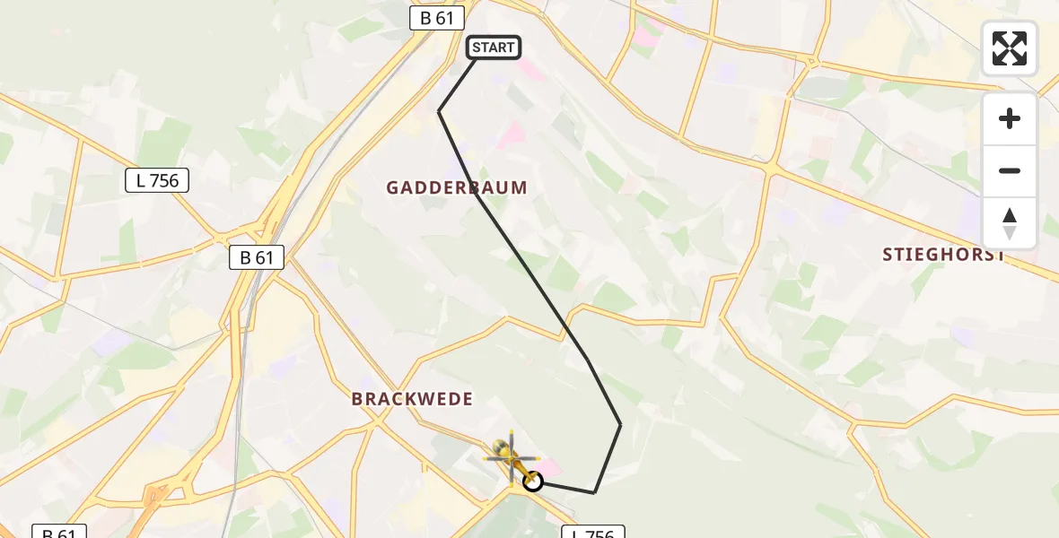 Flugroute Rettungshubschrauber Bielefeld - Luftrettungszentrum Bielefeld, 08 Juli 2026, 16:30