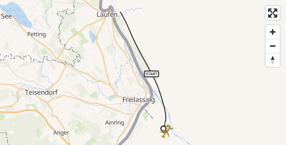 Flugroute Rettungshubschrauber Rott - Dachlandeplatz Heliport, 08 Juli 2026, 16:57