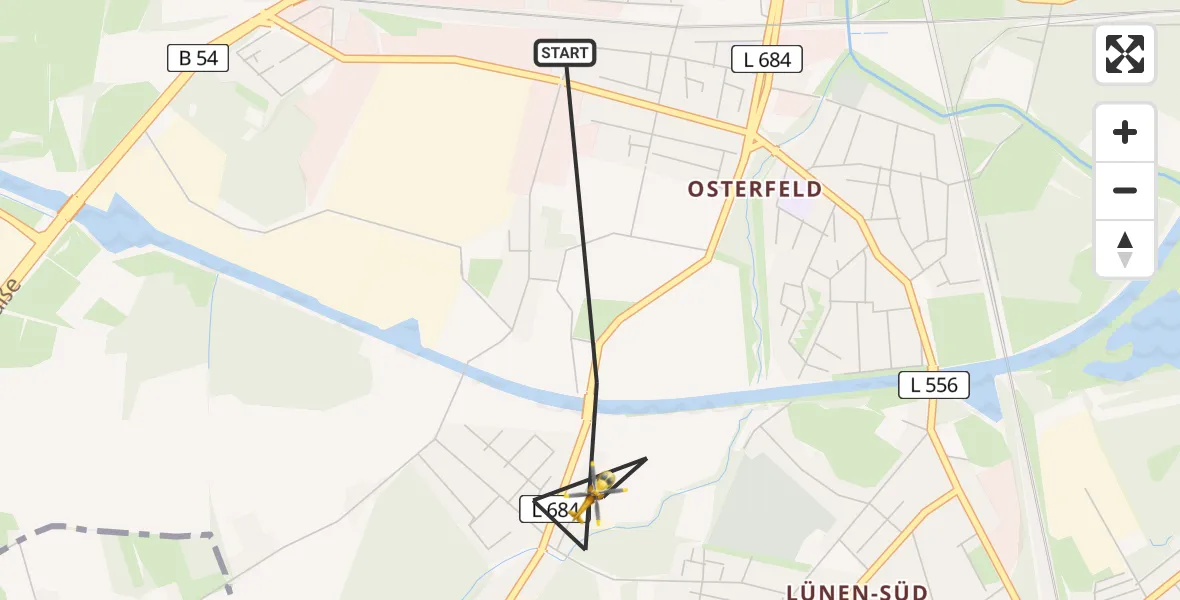 Flugroute Rettungshubschrauber Lünen - Lünen, 08 Juli 2026, 18:05