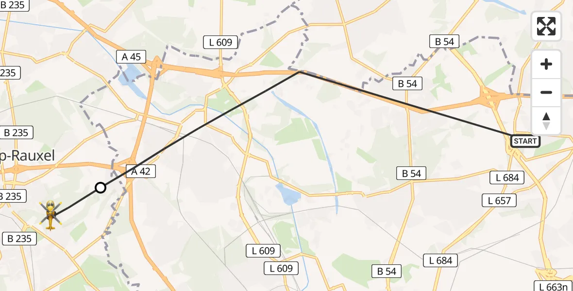 Flugroute Rettungshubschrauber Dortmund - Castrop-Rauxel, 09 Juli 2026, 05:32