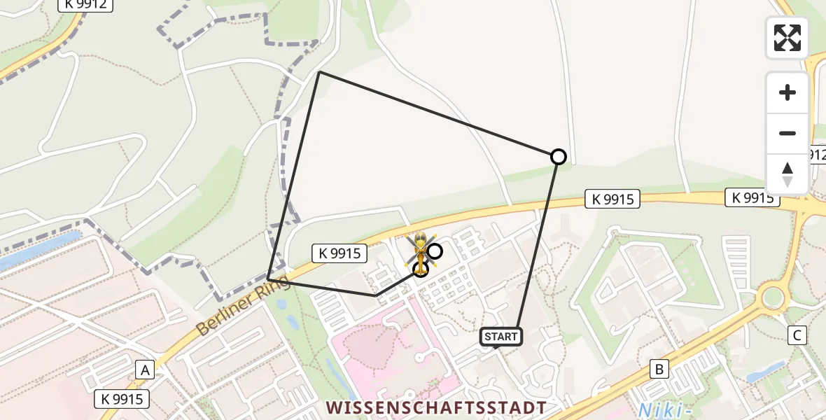 Flugroute Rettungshubschrauber Ulm Military Hospital Emergency - ADAC Air Rescue Station Ulm (Christoph 22), 09 Juli 2026, 06:15
